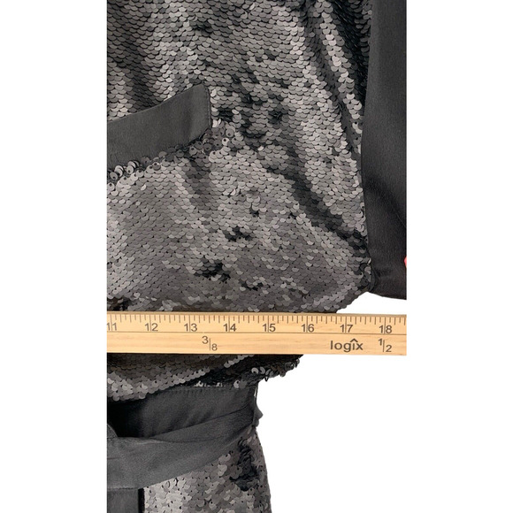 Banana Republic Matte Sequin Wrap Dress Silk Trim Size 2 - Picture 10 of 16